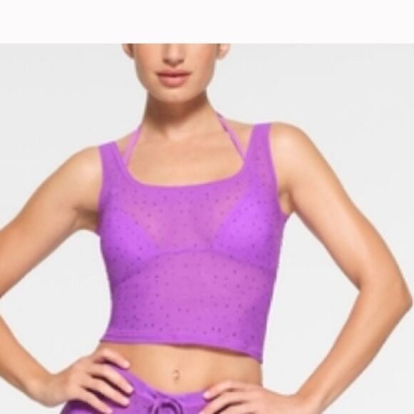 SKIMS Tops - NWT SKIMS Mesh Rhinestone Cover Up Tank - Violet XXS